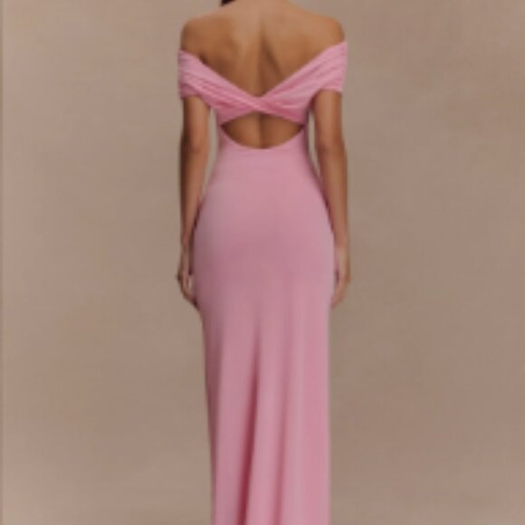 Meshki Off Shoulder Slinky Maxi Dress - Medium - Pink - Picture 5 of 5